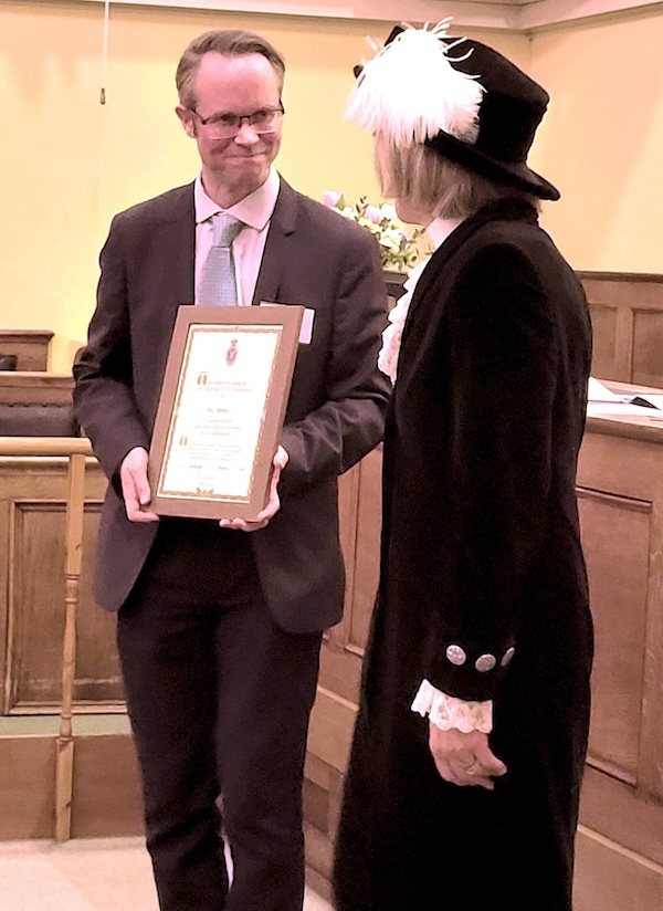 Paul Roberts with the High Sheriff receiving his 2024 award