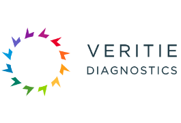 A spinning wheel symbol with the name verity diagnostics, verity is spelled v e r i t i e