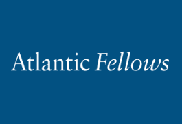 The words atlantic fellows in white on blue background