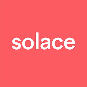 The word solace in a square shape