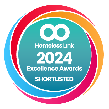 Homeless Link Excellence Awards logo with strong energetic imagery