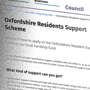 residents support scheme web page screenshot