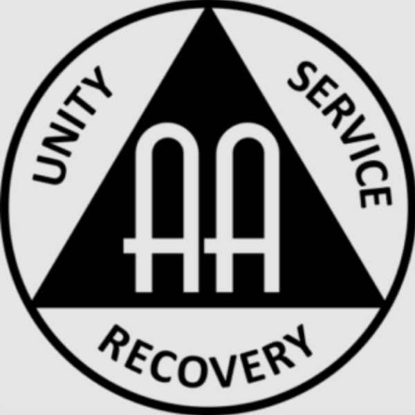 The letters AA with the words Unity, Service and Recovery