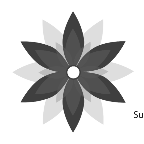 Computer-generated petals in a flower shape