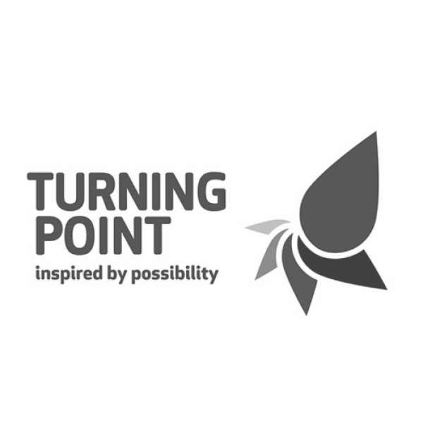 Turning Point. Inspired by possibility. A rotating or turning map pin. 