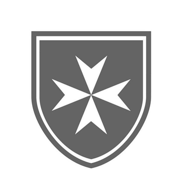 Badge with white pointed cross.