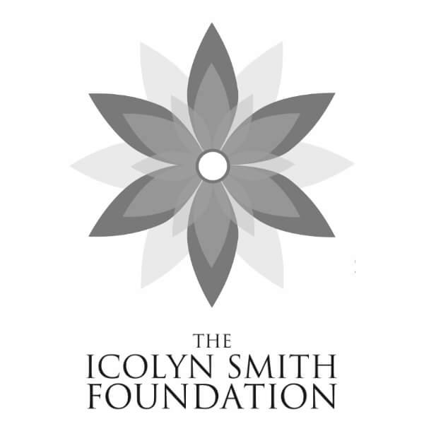 Computer-generated petals in a flower shape with the words the icolyn smith foundation